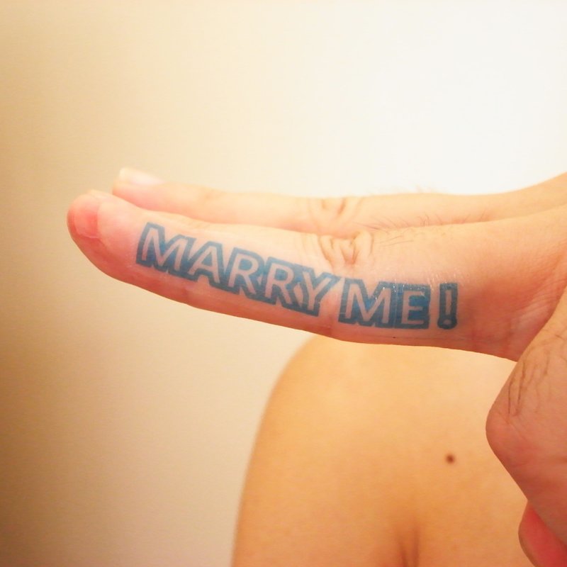Marriage Proposal / MARRY ME / Tattoo Sticker - Items for Display - Paper Blue