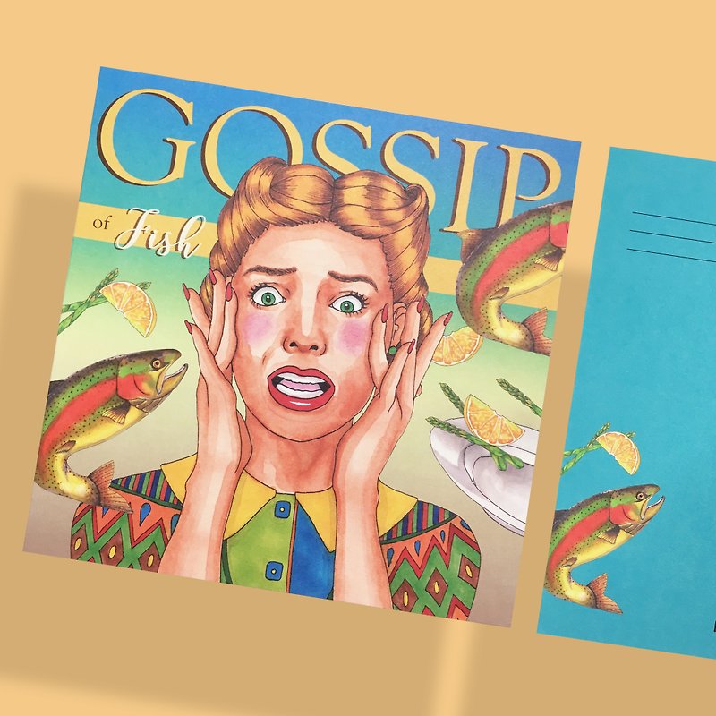 Gossip Of Fish Postcard - การ์ด/โปสการ์ด - กระดาษ สีน้ำเงิน