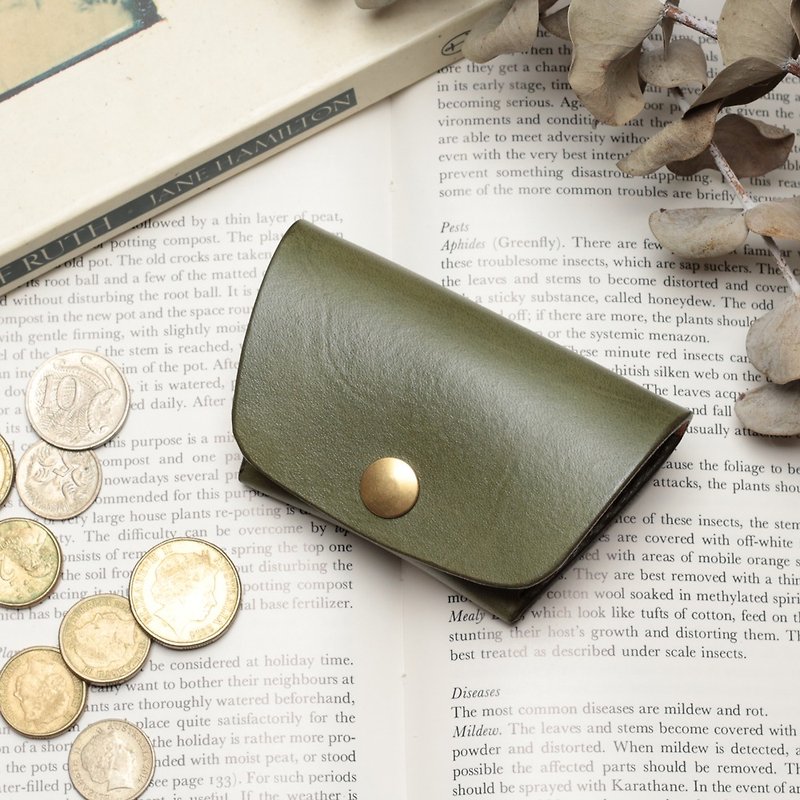 Crafted Ingot coin purse∣Morning Tree Green hand-dyed vegetable tanned cow leather∣Multiple colors - Coin Purses - Genuine Leather Green