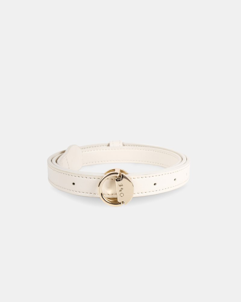 Off-White Belt in Corn-based Vegan Leather Magnetic Buckle Thin Belt - เข็มขัด - หนังเทียม ขาว