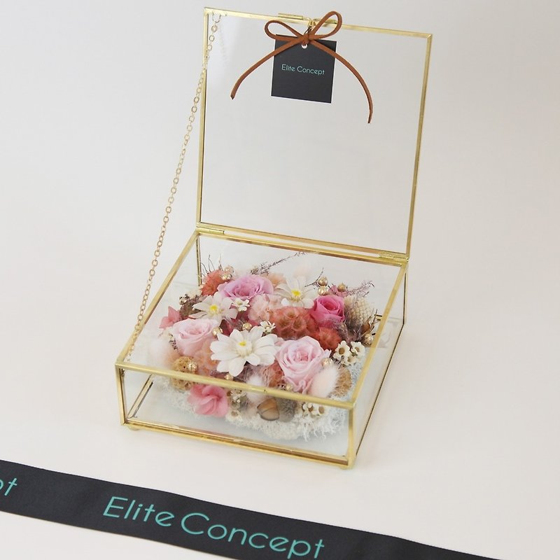Gold powder/jewelry box preserved flowers - Plants - Plants & Flowers Pink