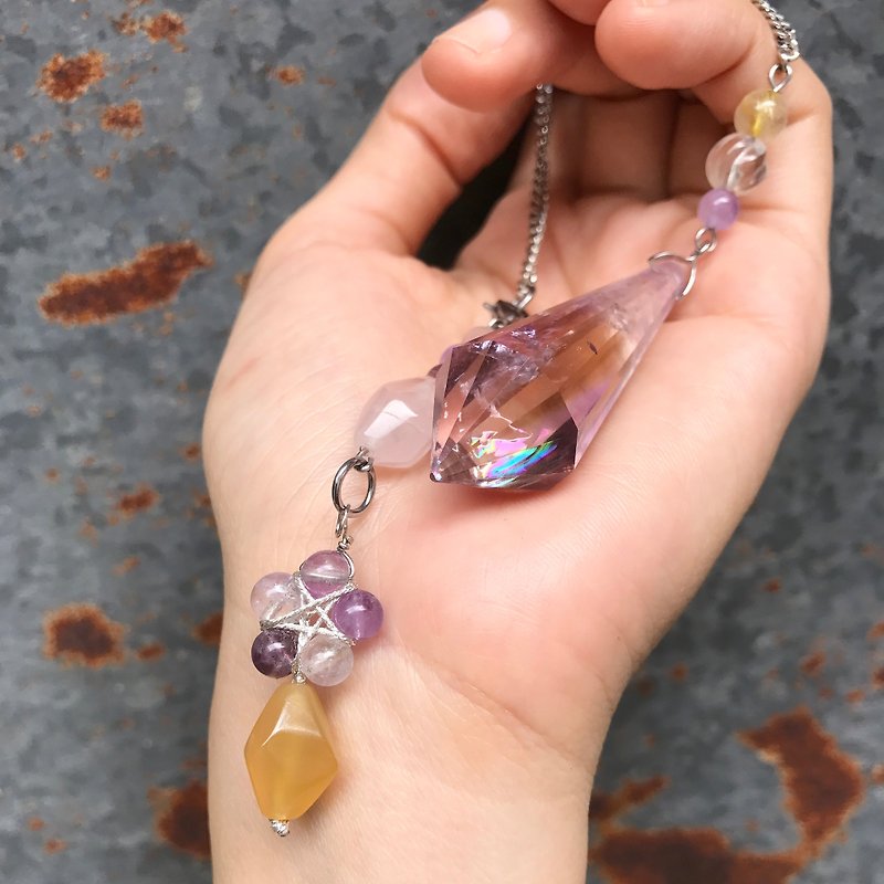 [Natural] Lost and find Dan Caihong Star light purple topaz necklace Pendulum - Necklaces - Gemstone Purple