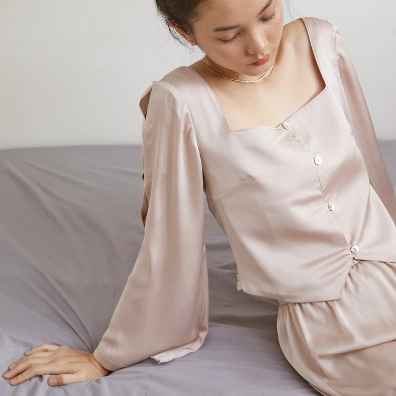 Vera Set - 居家服/睡衣 - 絲．絹 粉紅色