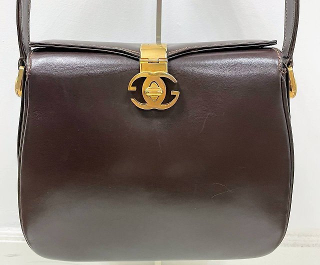 Old Gucci Calfskin GG Turn Lock Box Shoulder Bag - Shop