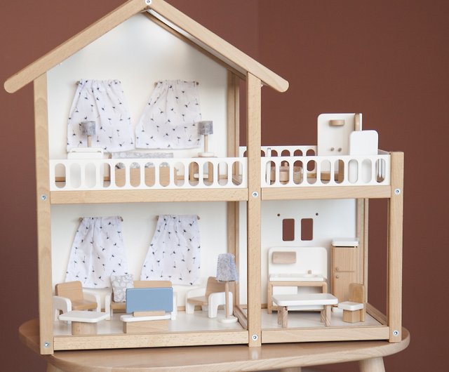 ドールハウス・人形・家具各種セット（天然木）木のおもちゃ - 知育玩具