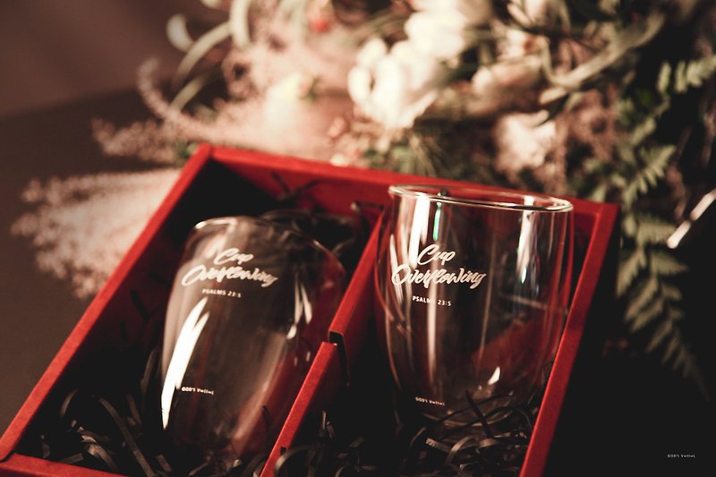 【Gift Box Set】Full Cup Overflowing Double-layered Glass Glass Gospel Gift 2 Set - แก้ว - แก้ว สีใส