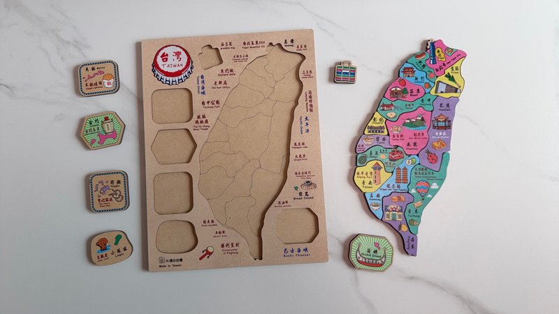 3D台灣景點積木拼圖 復古台灣款－大 - 拼圖 - 其他材質 多色