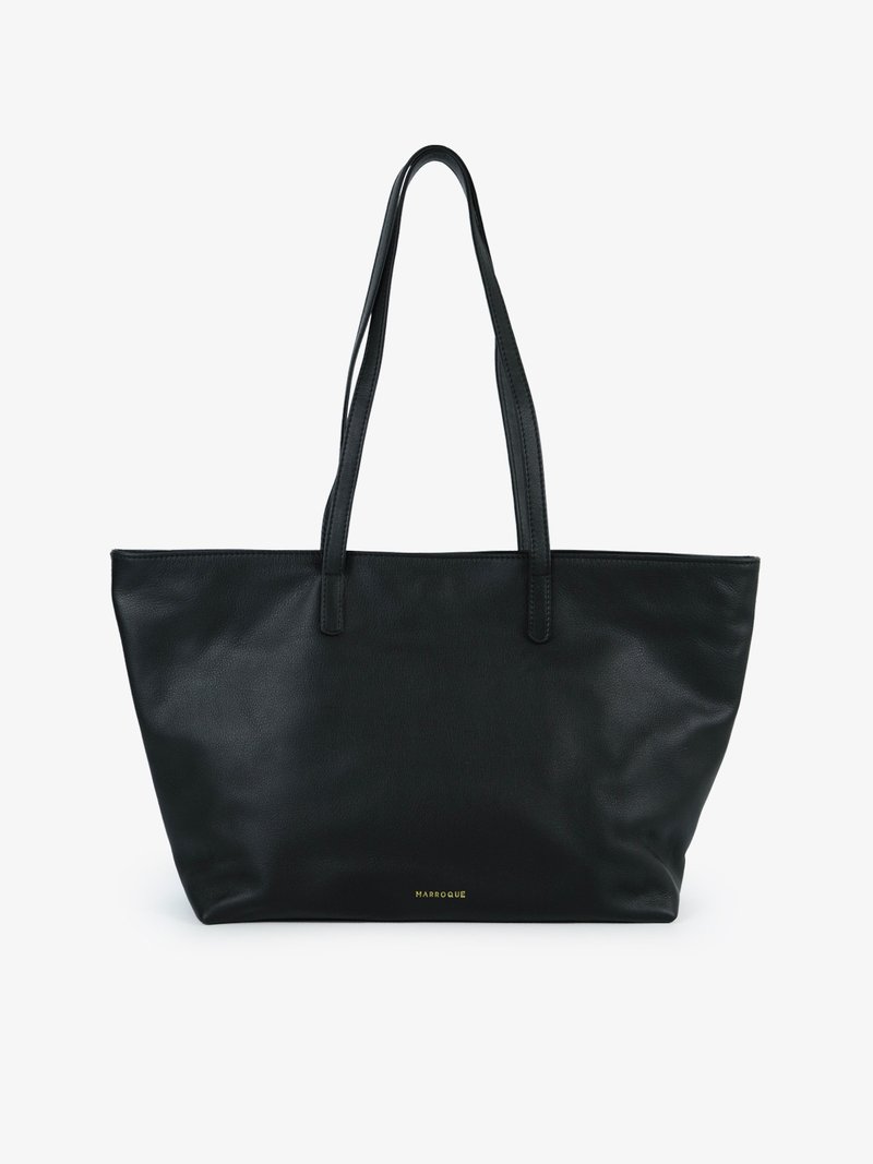 MARROQUE Jenna inside out leather and canvas tote bag,Black. - 手提包/手提袋 - 真皮 黑色