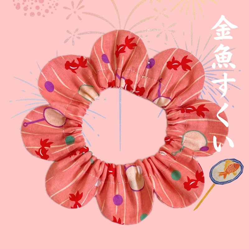 金魚すくい × サーモンピンク   ザビエル首輪 - 項圈/牽繩 - 棉．麻 粉紅色