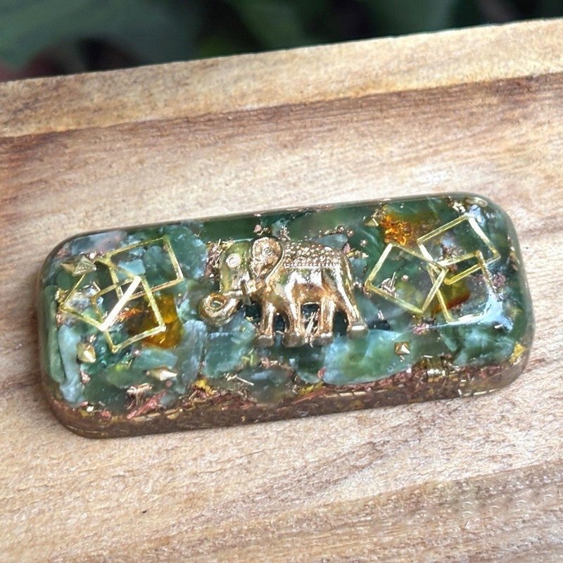 金色大象綠碧玉奧剛隨身能量盤 - 鑰匙圈/鑰匙包 - 水晶 綠色
