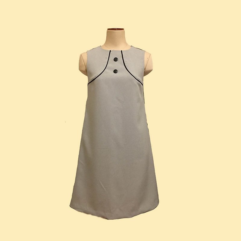 retro one-piece dress christiane2 - 洋裝/連身裙 - 聚酯纖維 灰色