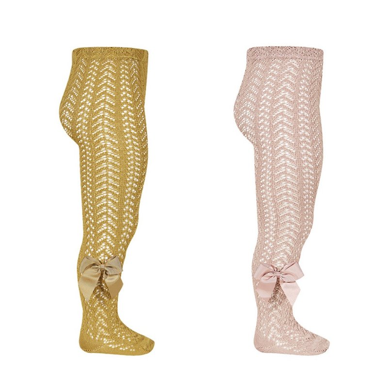 Bowknot Hollow Tights - Baby Socks - Cotton & Hemp Yellow