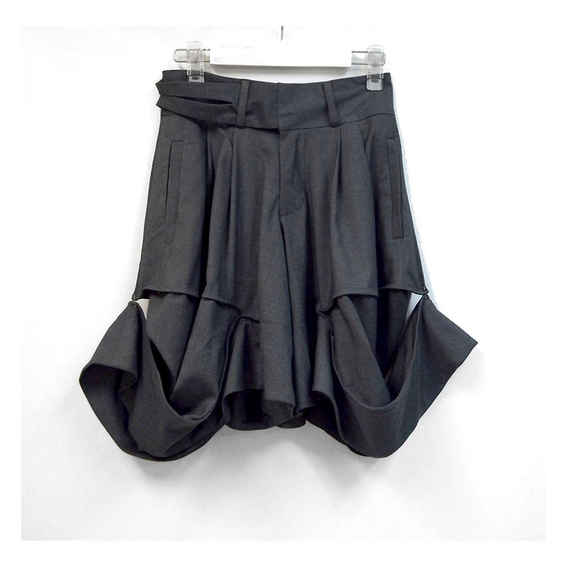 TIMBEE LO grey skirt pants can be long suit suit fabric - กางเกงขายาว - เส้นใยสังเคราะห์ สีเทา
