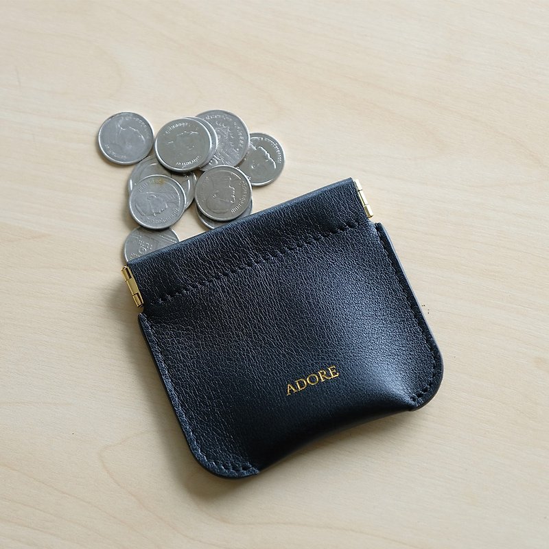 ADORE Leather coin purse (Black) - กระเป๋าใส่เหรียญ - หนังแท้ สีดำ
