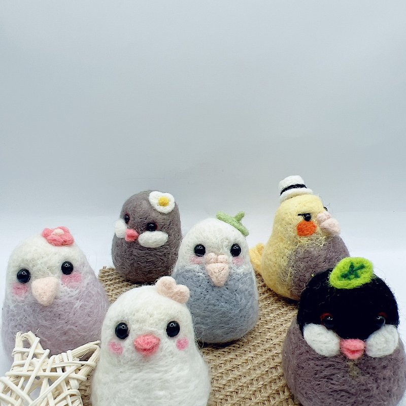 Birds family wool felt - Knitting, Embroidery, Felted Wool & Sewing - Wool 