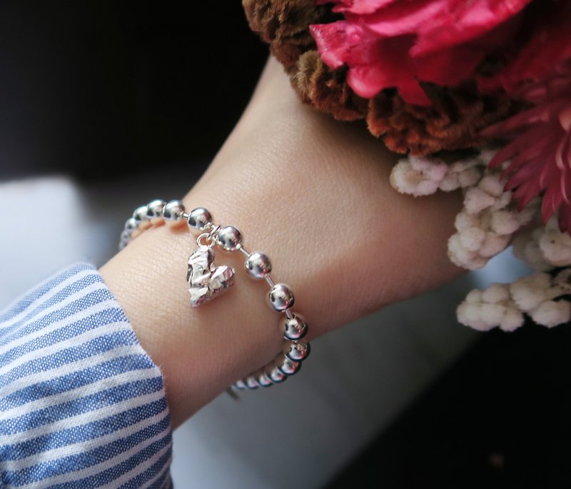 925 Sterling Silver Love Ore Ball T-Buckle Customized Bracelet Free Gift Packaging - สร้อยข้อมือ - เงินแท้ สีน้ำเงิน