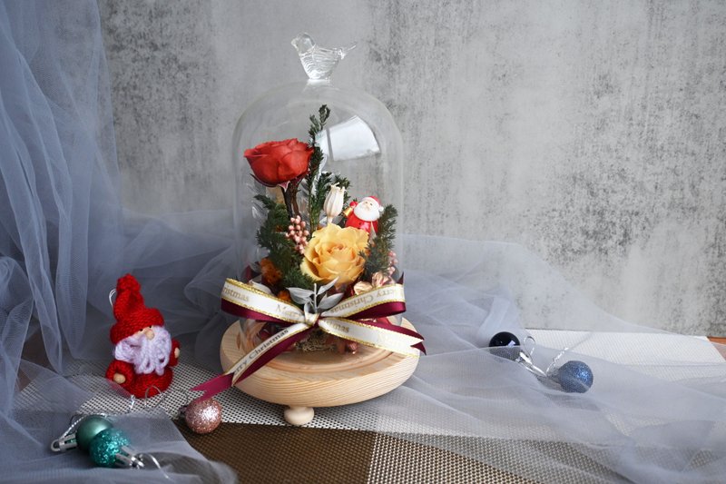 Preserved Flower Bell Jar-Christmas Announcement - Dried Flowers & Bouquets - Plants & Flowers Red