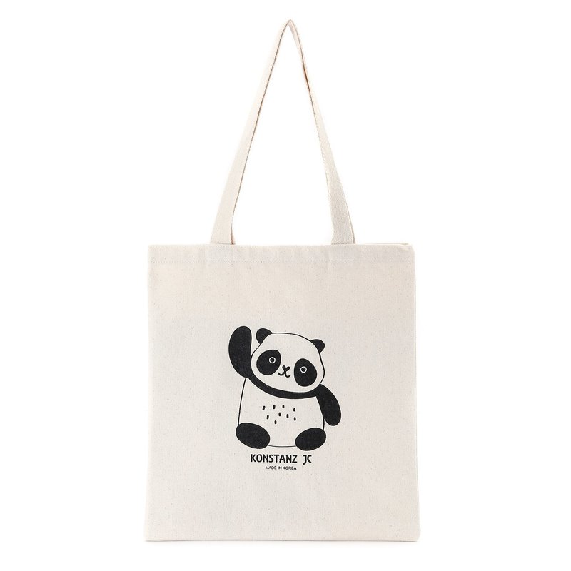 Korean Made Canvas Bag (Panda Pattern) - Handbags & Totes - Cotton & Hemp Khaki