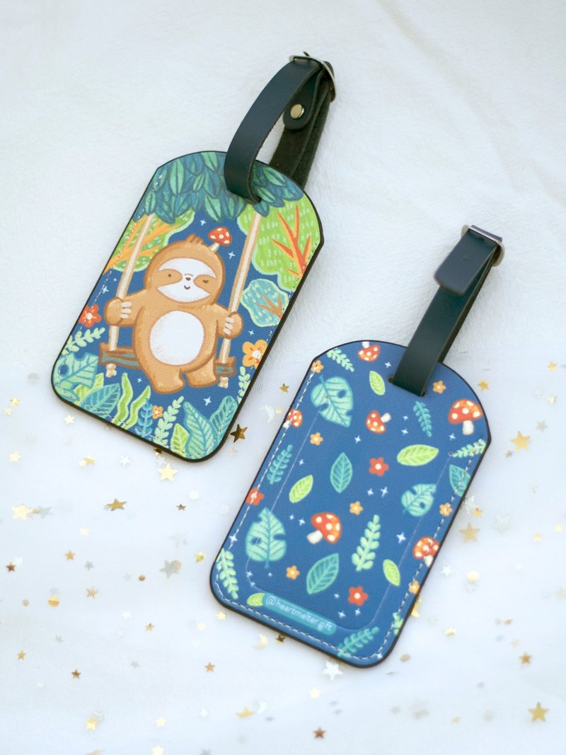 Sloth luggage tag original double-sided design - ป้ายสัมภาระ - หนังเทียม สีเขียว