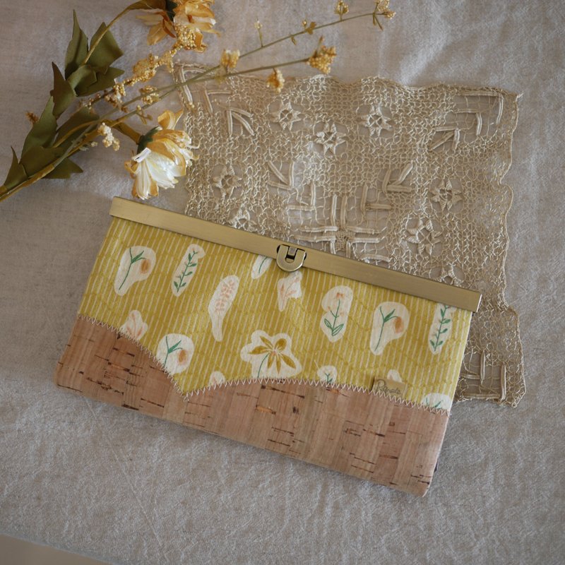 / Yellow bouquet. Word of mouth gold. Long Clip/Customized - Wallets - Cotton & Hemp Gray