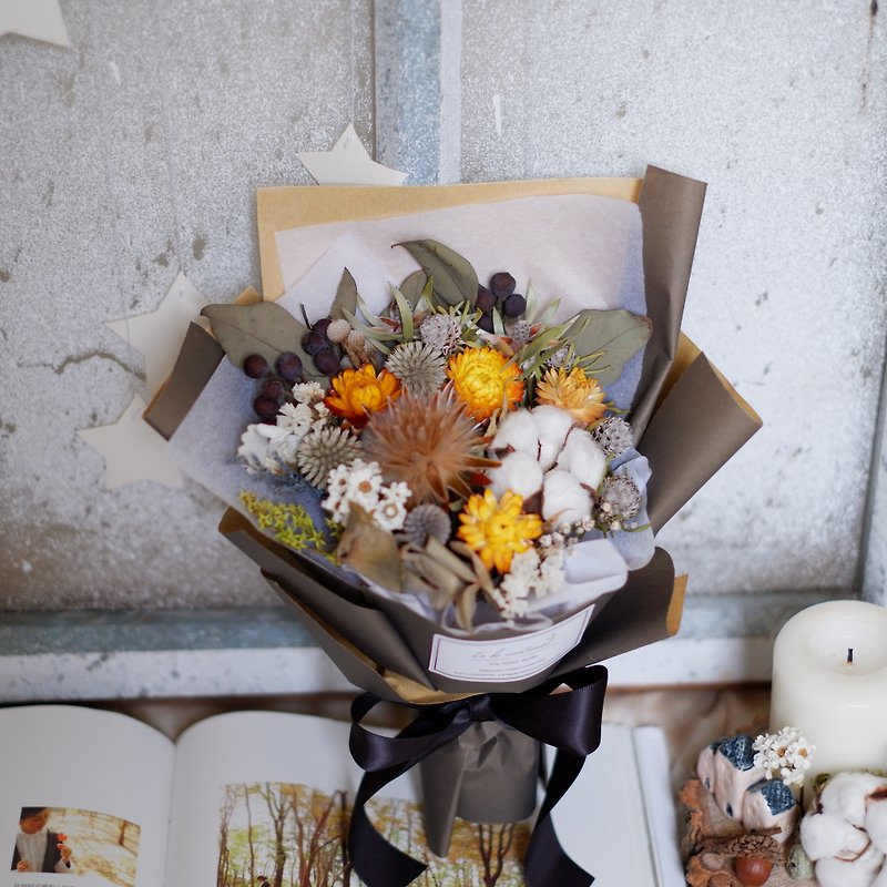 Unfinished | Orange Cotton Dry Flower Bouquet Wedding Gifts Gift Gown Wedding Arrangement Bridesmaid Lover Home Furnishing Decorations Small Objects Heal Valentine's Day Christmas Exchange Gift Spot - ของวางตกแต่ง - พืช/ดอกไม้ สีเหลือง