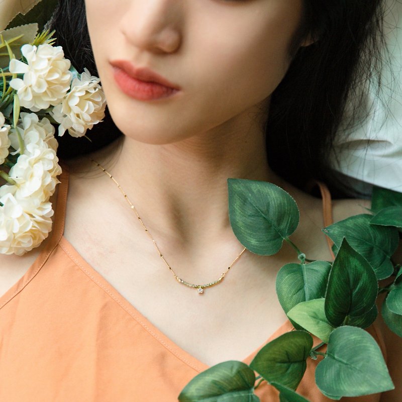 smile Necklace Stone 14k Gold Material Mother's Day Gift Customized - สร้อยคอ - โลหะ หลากหลายสี