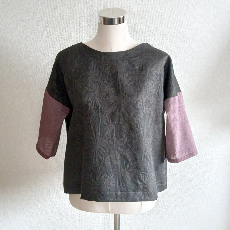 Mixed Material Dolman Sleeve Pullover 01 - Women's Relaxed M - Women's Tops - Cotton & Hemp Gray