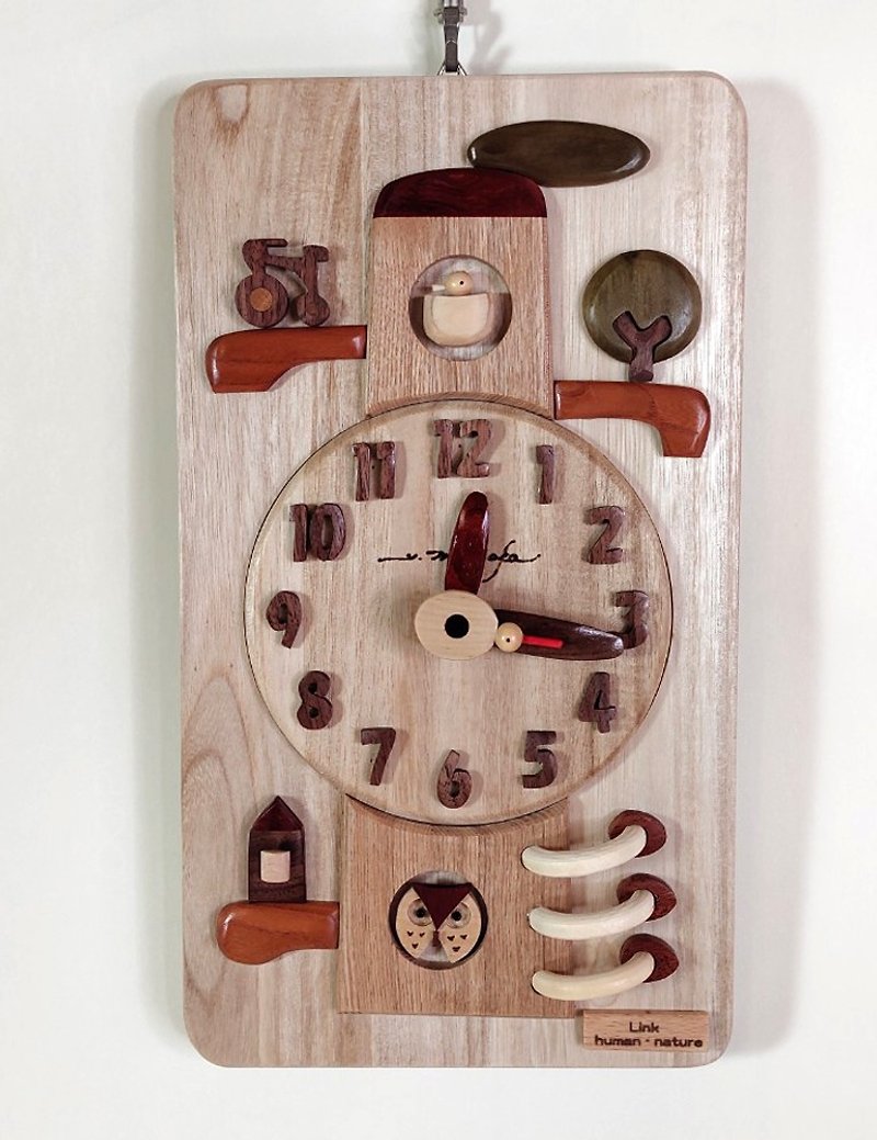 時計　リンク　生き物と自然の繋がり　　Link 　human - nature　　その２ - 時鐘/鬧鐘 - 木頭 咖啡色
