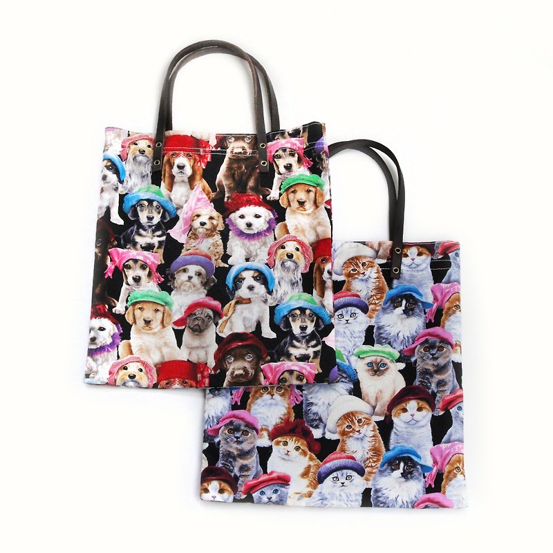Cats X Dogs Tote Bag / We are Family - กระเป๋าถือ - ผ้าฝ้าย/ผ้าลินิน หลากหลายสี