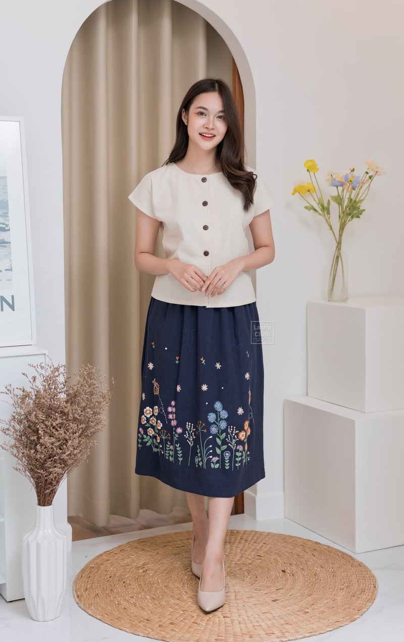 柔軟的棉質衣服裙子自然棉色 - 女上衣/長袖上衣 - 棉．麻 