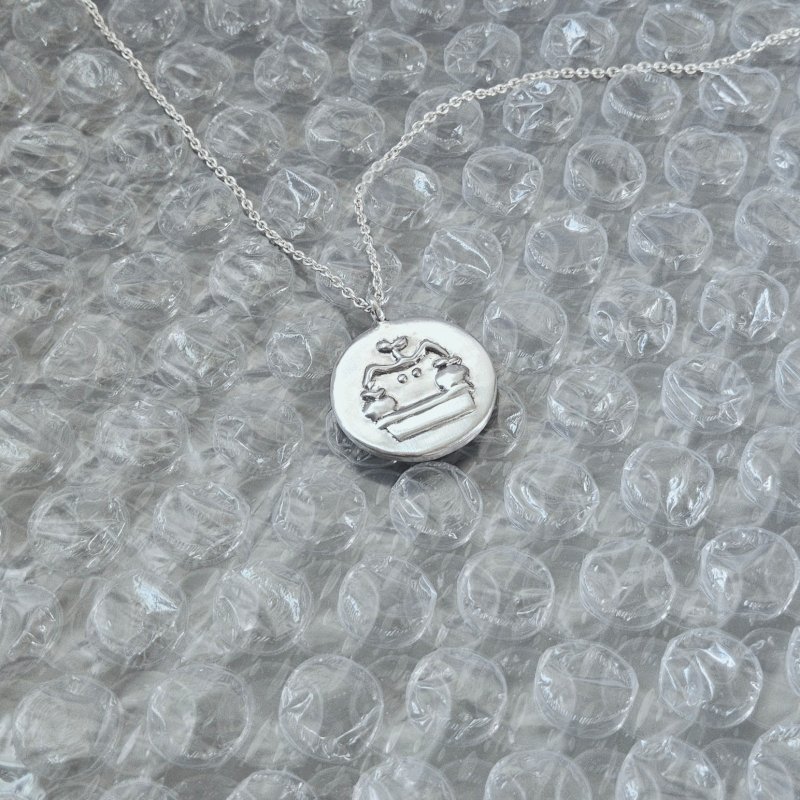 Hiding Kitten Fruit 925 Sterling Silver Necklace - Necklaces - Sterling Silver Silver