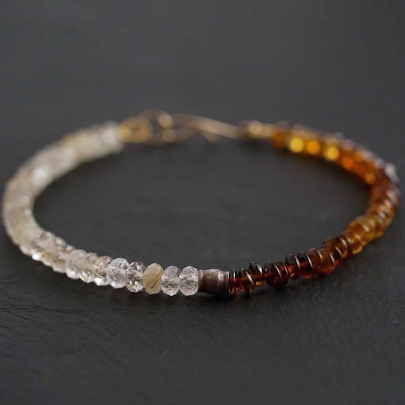 Brown Tourmaline&Rutile Quartz Bracelet - Bracelets - Gemstone Gold