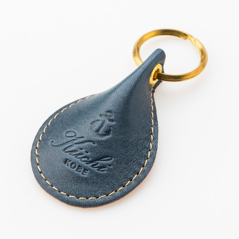 北海道牛革 水滴鑰匙圈  深藍 ネイビー Navy -MADE IN 神戸- - 鑰匙圈/鎖匙扣 - 真皮 藍色