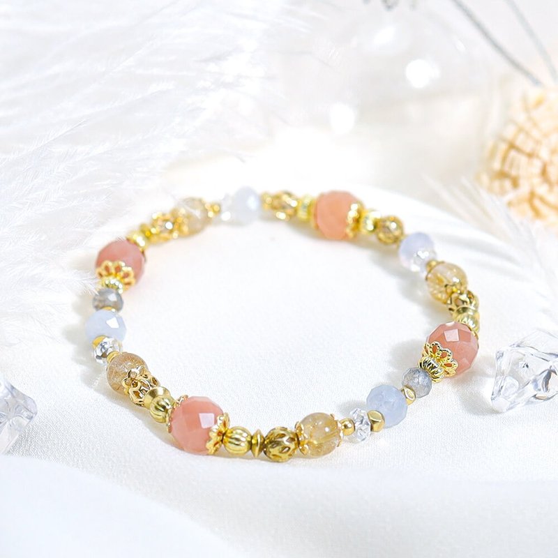 Roman Holidays | A125 Orange Moonstone Aquamarine Titanium Crystal Bracelet - Bracelets - Gemstone Orange