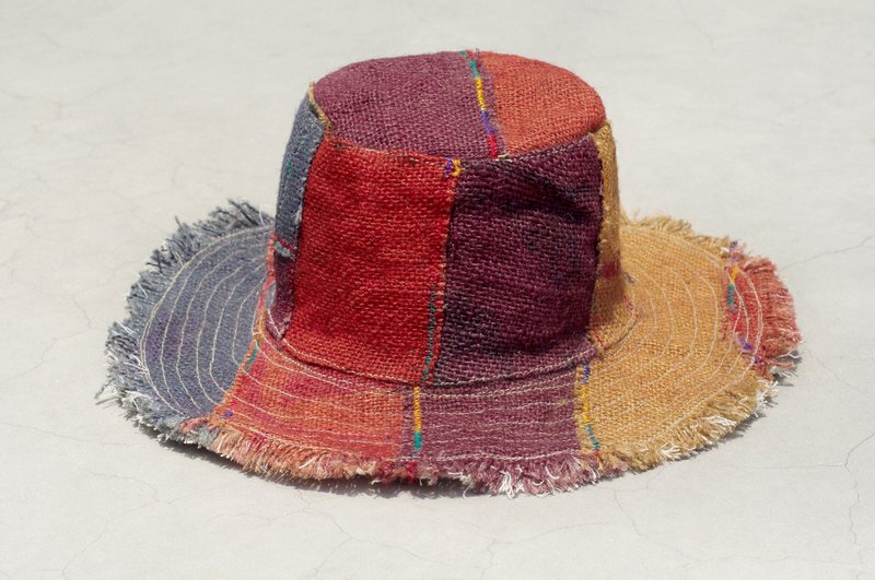 A limited edition of hand-woven cotton cap / knit cap / hat / visor / hat - brown stitching - Hats & Caps - Cotton & Hemp Multicolor