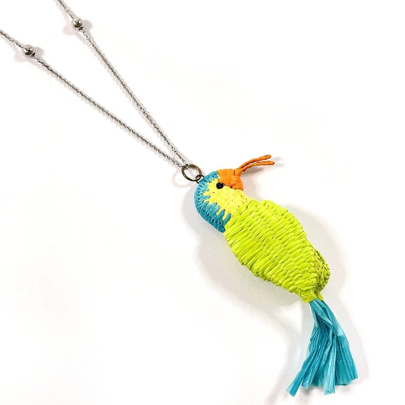 【日本直送 中古美品】プラダ PRADA ネックレス バードモチーフ 鳥 シルバー925/ラフィア シルバー/マルチカラー アクセサリー ロングネックレス - 項鍊 - 純銀 銀色
