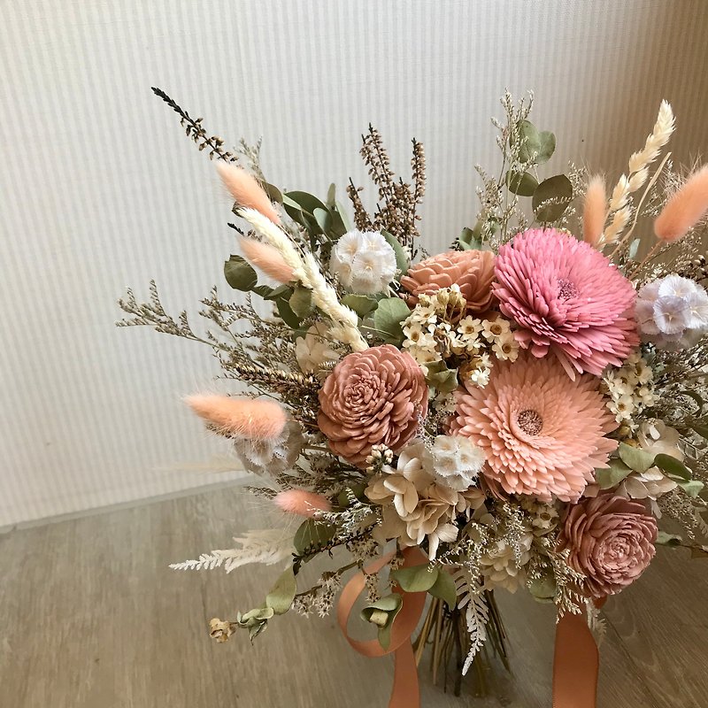 Morandi color dry bouquet wedding bouquet outdoor bouquet bridal bouquet - Dried Flowers & Bouquets - Plants & Flowers Pink