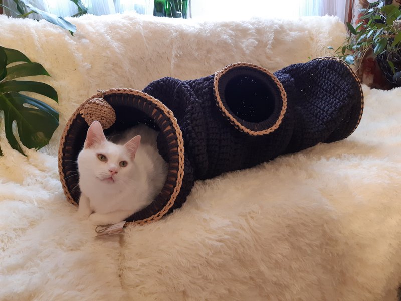 Cat tunnel Pet bed crochet Crochet cat house - Bedding & Cages - Polyester 