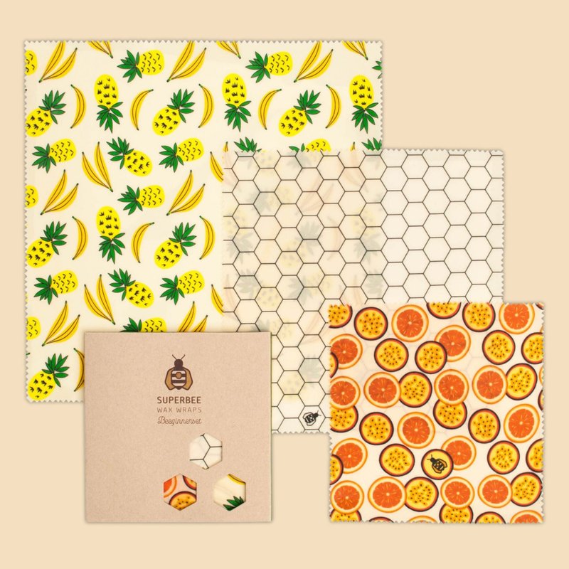 Superbee環保蜂蠟布 大中小三件組 (夏日風情款式) - 其他 - 蠟 