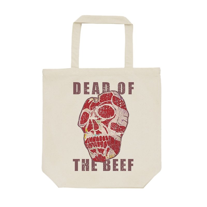 tote bag / skull beef - 手袋/手提袋 - 棉．麻 卡其色