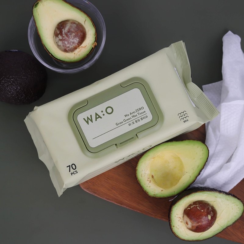 WAO GRASS GREEN extremely moisturizing baby wipes (70 pieces) 1 pack - อื่นๆ - เส้นใยสังเคราะห์ ขาว