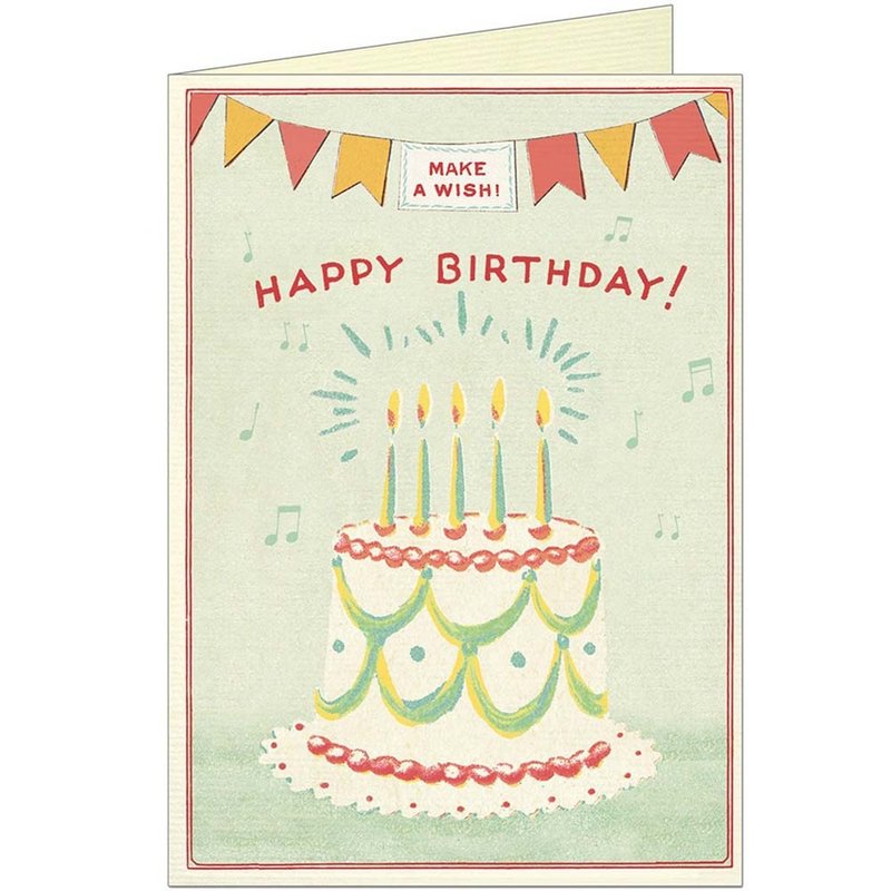 Cavallini & Co. GREETING CARD Birthday card (large)_Birthday cake (blue) - การ์ด/โปสการ์ด - กระดาษ หลากหลายสี