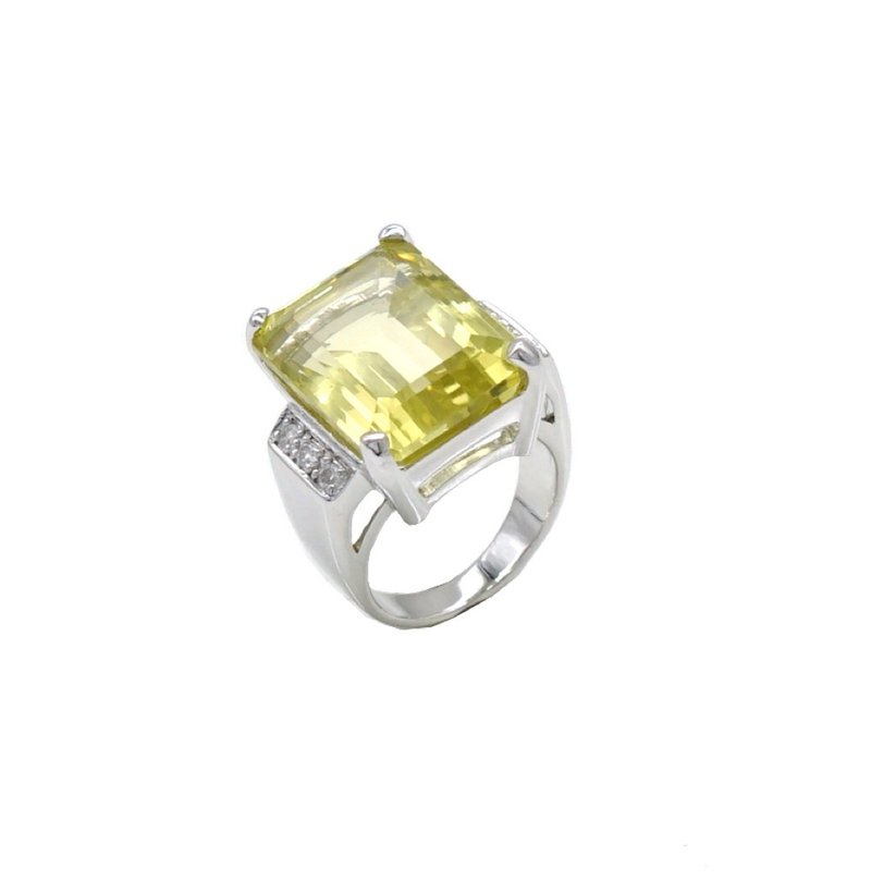 Silver Ring with Lemon Quartz - 戒指 - 其他金屬 