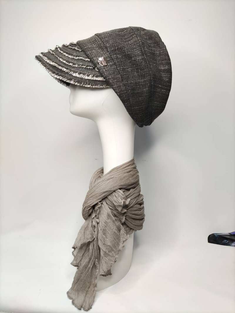 DYM Fashion Morandi gray French Bellet newsboy hat custom hat-niche designer brand - Hats & Caps - Cotton & Hemp Gray