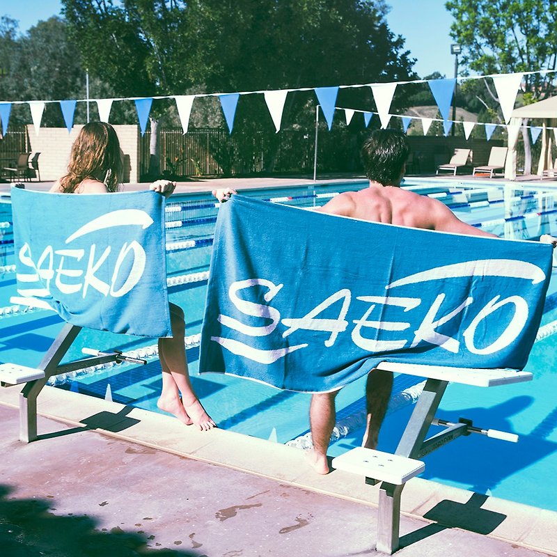棉．麻 毛巾/浴巾 藍色 - SAEKO 超大運動毛巾 純棉舒適強力吸水游泳浴巾
