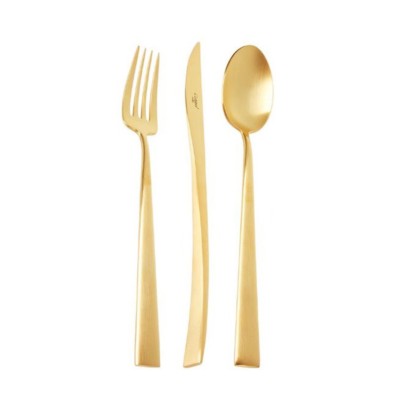 | Cutipol | DUNA Matte Gold 3 Pieces Set (Table Knife/Spoon/Fork Set) - Cutlery & Flatware - Stainless Steel Gold