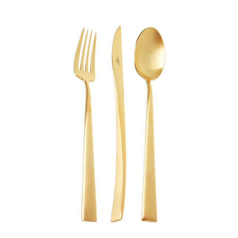 | Cutipol | DUNA Matte Gold 3 Pieces Set (Table Knife/Spoon/Fork Set) - ช้อนส้อม - สแตนเลส สีทอง