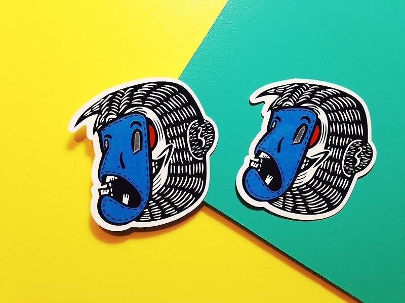 Masked Monkey--LINE Sticker Series / Stickers - สติกเกอร์ - วัสดุกันนำ้ สีน้ำเงิน