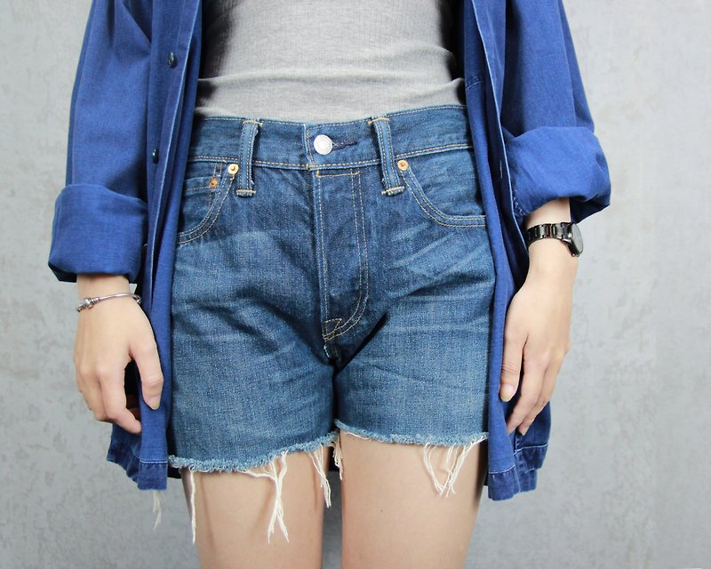 Tsubasa.Y ancient house blue 012 Levi's denim shorts, short jeans - กางเกงขายาว - วัสดุอื่นๆ 