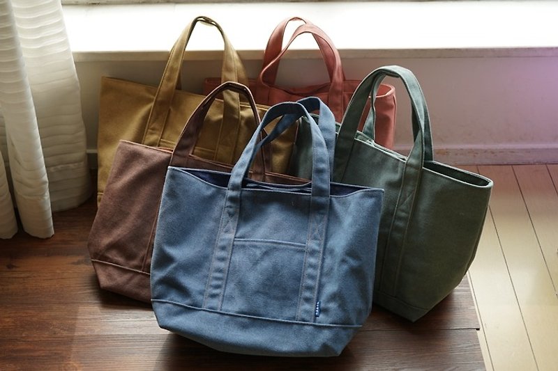Japanese tote bag commuter basic section of the classic canvas bag - Handbags & Totes - Cotton & Hemp Multicolor